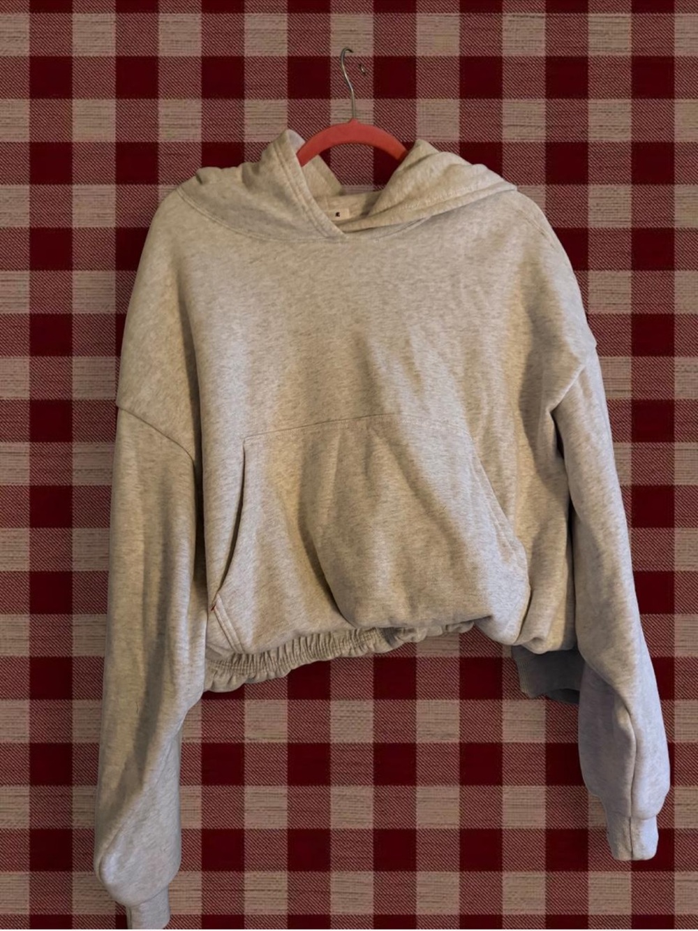 Garage Light Gray Cropped Hooded Sweatshirt